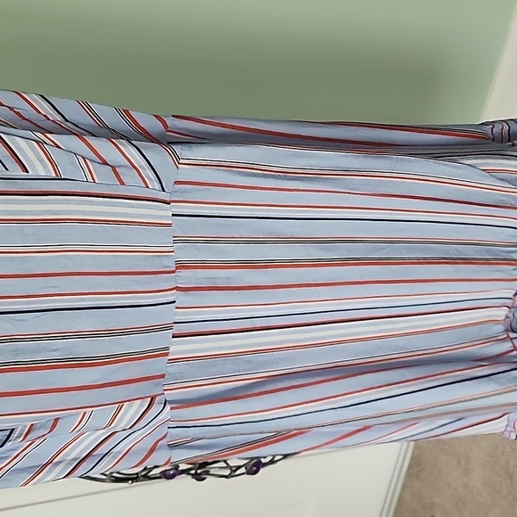 daisy may Dresses Light Blue Stripped With Red And Black Medium